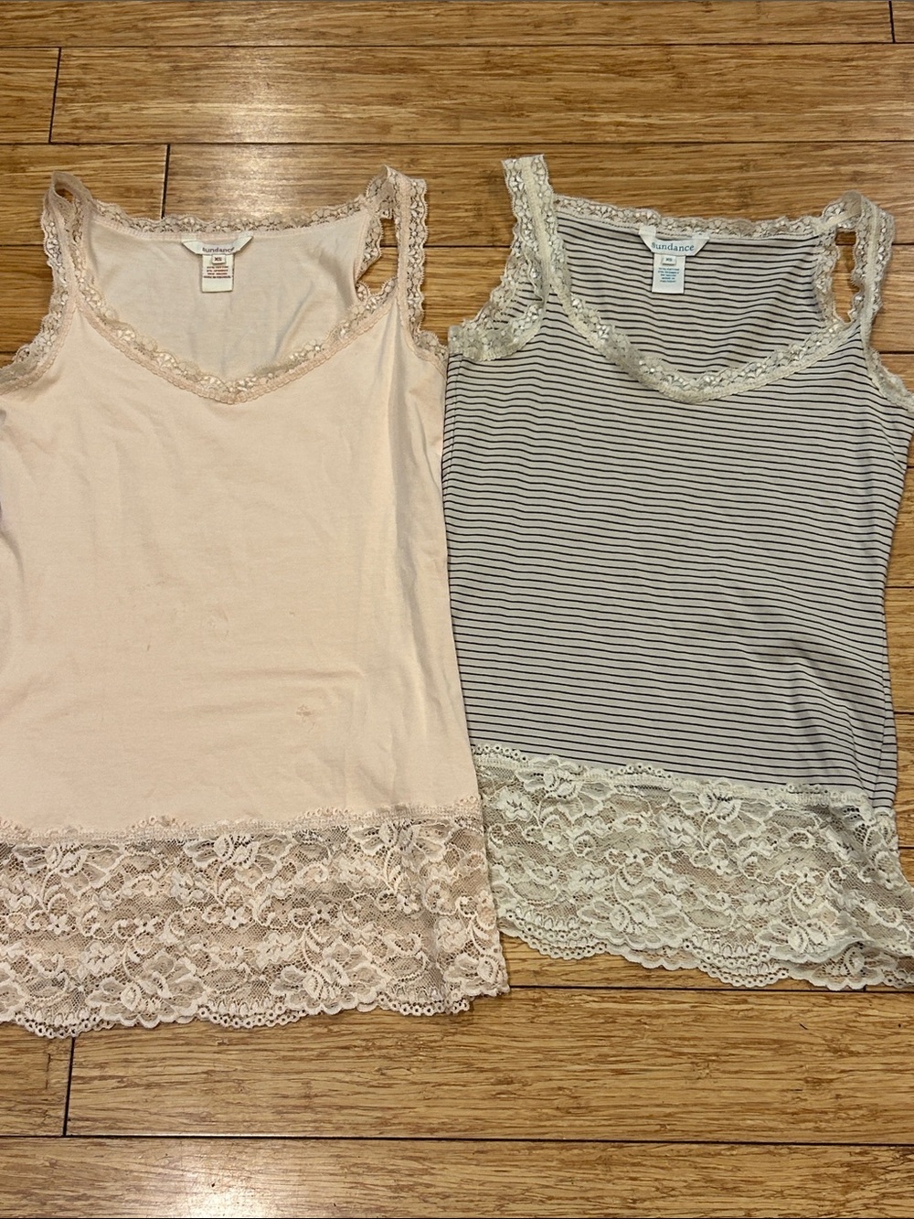 Sundance Lace-Trim Camisole Duo - Blush & Navy Stripe